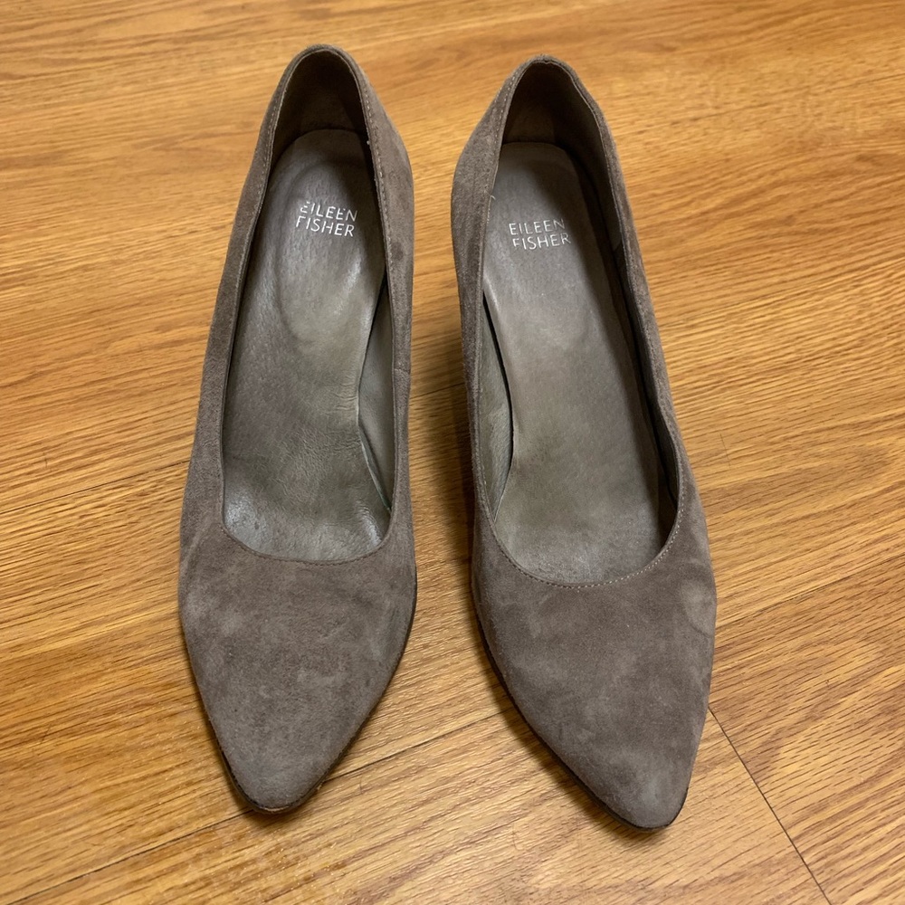 Eileen Fisher Grey Suede Heels